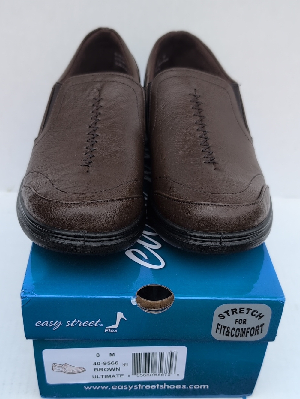 Easy Street Women's Brown Leather Slip-On Loafers